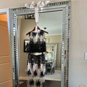 Black and tan lace dress